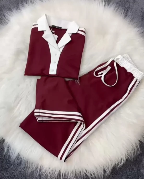 Contrast Collar Style Western 2-Pcs Summer Dry-Fit Tracksuit For Her. WSTS-01 - Image 7