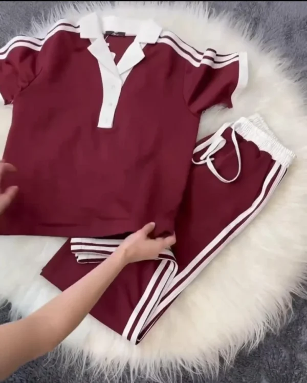 Contrast Collar Style Western 2-Pcs Summer Dry-Fit Tracksuit For Her. WSTS-01 - Image 8
