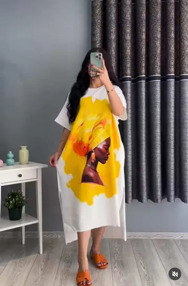 Trendy Summer Drop Shoulder Printed Long Top. C-02