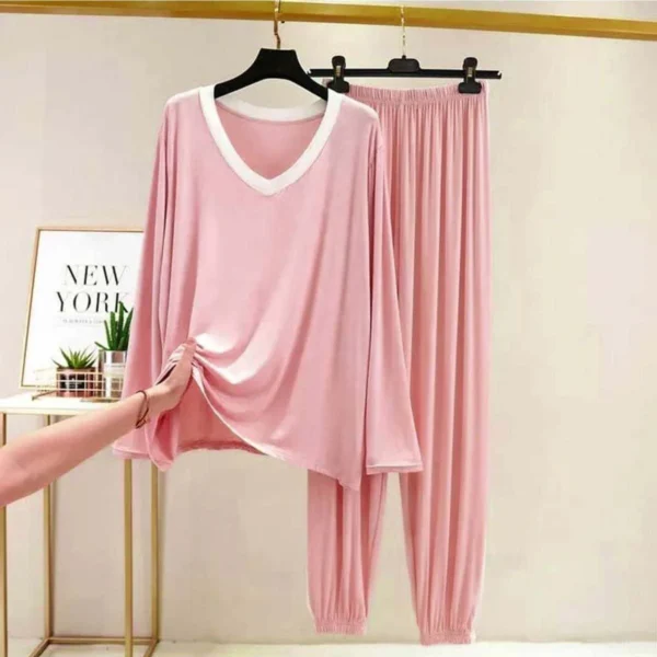 Contrast Neck-Style 2-Pcs Lounge And Night Wear Suit. WLW-10 - Image 2