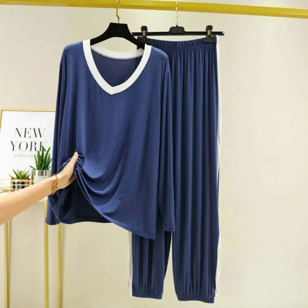 Contrast Neck-Style 2-Pcs Lounge And Night Wear Suit. WLW-10 - Image 4