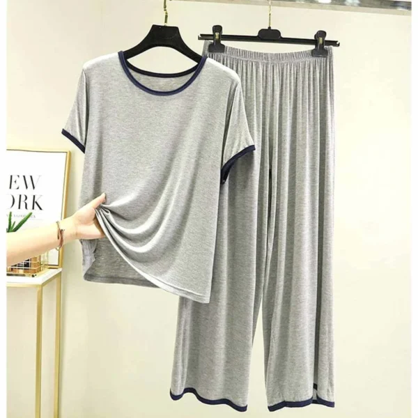 Contrast Tape-Style 2-Pcs Lounge And Night Wear Suit. WLW-07 - Image 2