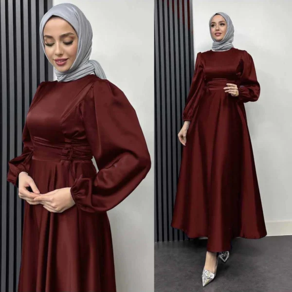 Turkish Satin Adjustable Heavy-Flair Long-Length Maxi. - Image 2
