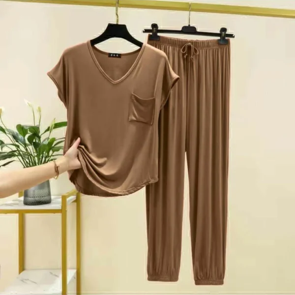 Cap-Sleeve Pocket-Style 2-Pcs Lounge And Night Wear Suit. WLW-13 - Image 3