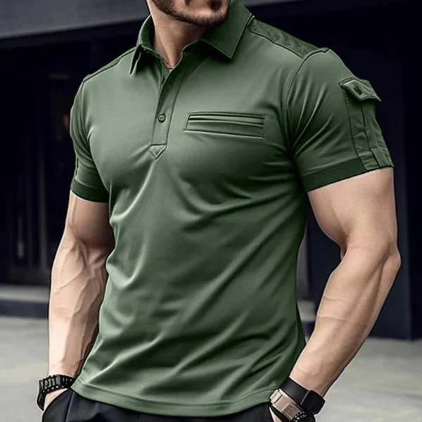 Collar Sleeves Pocket Style Designer Summer Tshirt MSDTS-09 - Image 4