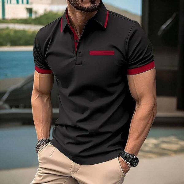 Collar Style Contrast Placket Designer Summer Tshirt MSDTS-11 - Image 3