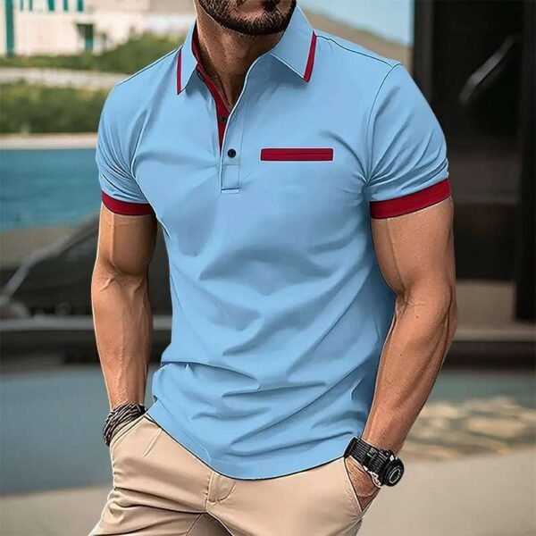 Collar Style Contrast Placket Designer Summer Tshirt MSDTS-11 - Image 2