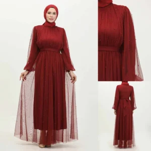 Turkish Net Pearls Belt Style Heavy-Flair Long-Length Maxi. (Premium Collection)