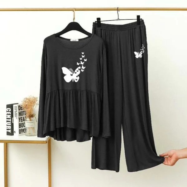 Peplum-Style Printed 2-Pcs Lounge And Night Wear Suit. - Image 2