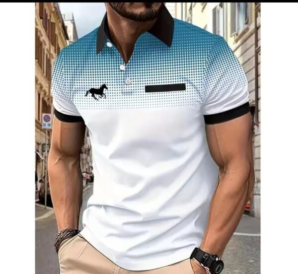 Imported 3D Printed Style Half-Sleeve Polo Summer Tshirt. MDP90 - Image 2