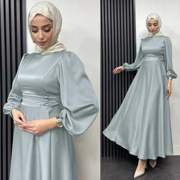Turkish Satin Adjustable Heavy-Flair Long-Length Maxi. - Image 4