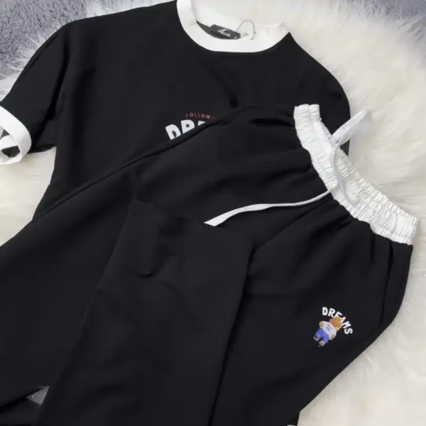 Bear Dreams Drop-Shoulder Style 2-Pcs Summer Dry-Fit Tracksuit For Her. WSTS-02 - Image 2