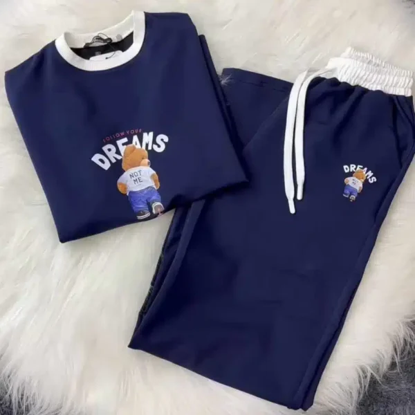 Bear Dreams Drop-Shoulder Style 2-Pcs Summer Dry-Fit Tracksuit For Her. WSTS-02 - Image 3