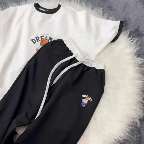 Bear Dreams Drop-Shoulder Style 2-Pcs Summer Dry-Fit Tracksuit For Her. WSTS-02 - Image 5