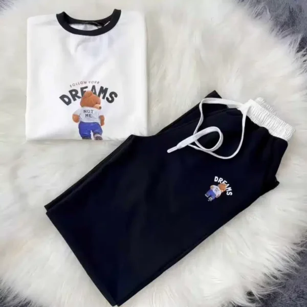 Bear Dreams Drop-Shoulder Style 2-Pcs Summer Dry-Fit Tracksuit For Her. WSTS-02 - Image 6