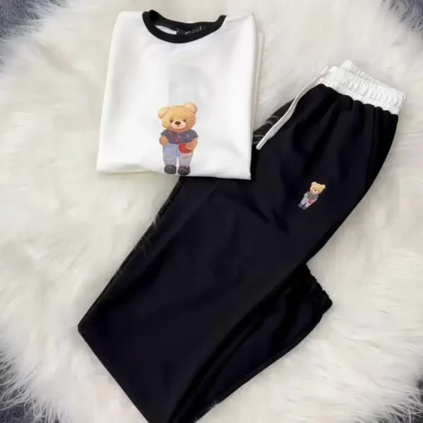 Bear Going Drop-Shoulder Style 2-Pcs Summer Dry-Fit Tracksuit For Her. WSTS-03 - Image 2