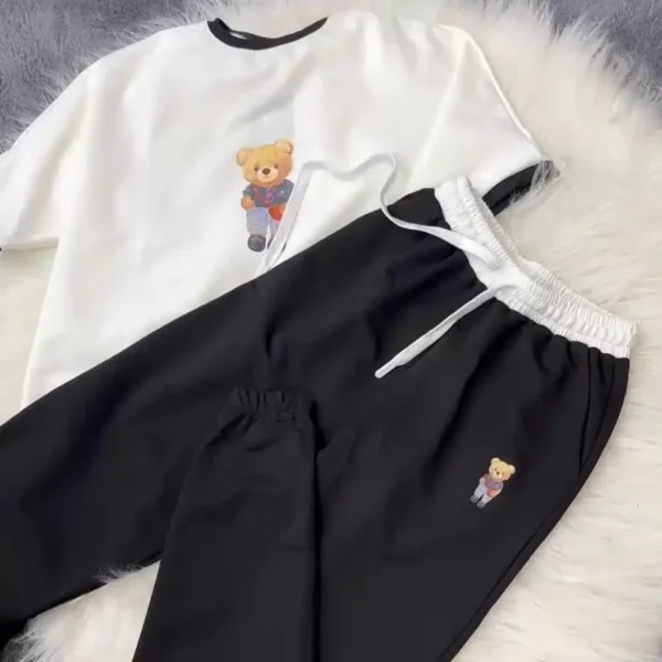 Bear Going Drop-Shoulder Style 2-Pcs Summer Dry-Fit Tracksuit For Her. WSTS-03