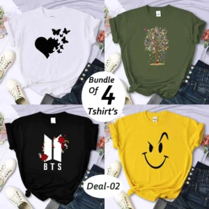 Bundle Of 4 Funky Printed R-Neck H-Sleeve Tshirt’s For Her. B4PT-D-2