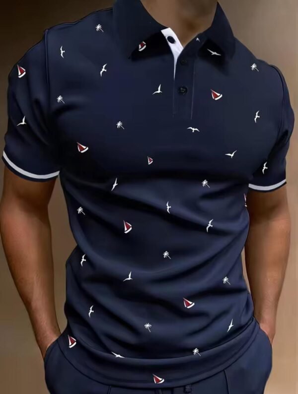 Imported 3D Printed Style Half-Sleeve Polo Summer Tshirt. MDP91 - Image 3