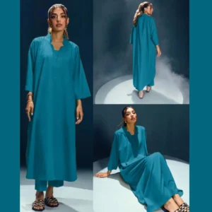 Long Length Cross Neck Style 2-Pcs Stiched Suit.