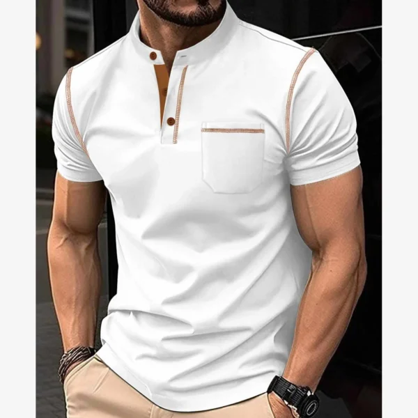 Contrast Placket Pocket Style Designer Summer Tshirt MSDTS-01 - Image 4