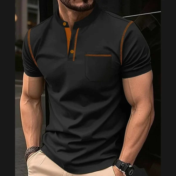 Contrast Placket Pocket Style Designer Summer Tshirt MSDTS-01 - Image 3
