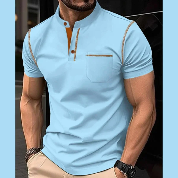 Contrast Placket Pocket Style Designer Summer Tshirt MSDTS-01 - Image 2