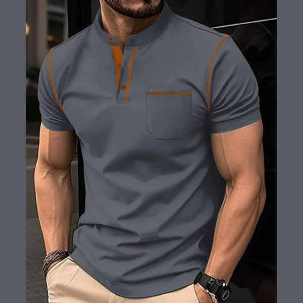 Contrast Placket Pocket Style Designer Summer Tshirt MSDTS-01