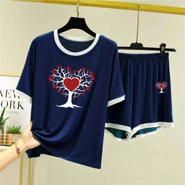 Contrast-Tape Short Style Printed 2-Pcs Summer Lounge & Night Wear Suit. WLW-04 - Image 4