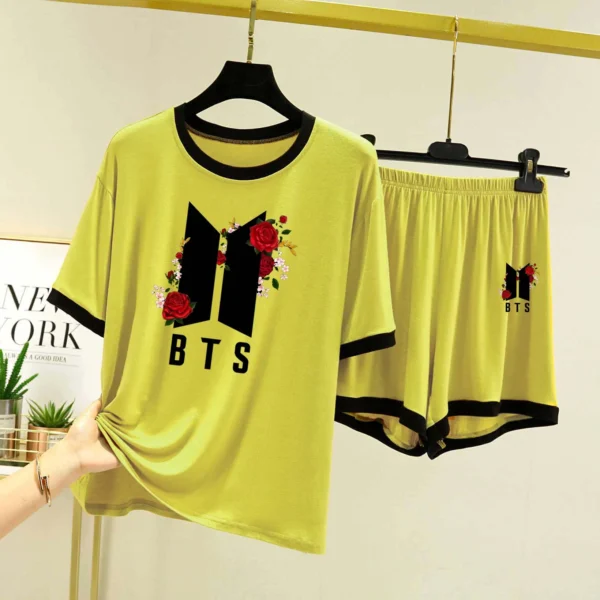 Contrast-Tape Short Style Printed 2-Pcs Summer Lounge & Night Wear Suit. WLW-04 - Image 3