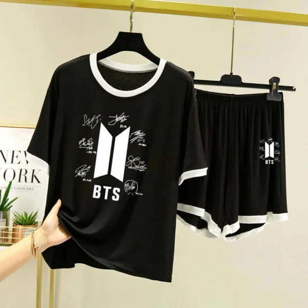 Contrast-Tape Short Style Printed 2-Pcs Summer Lounge & Night Wear Suit. WLW-04 - Image 2