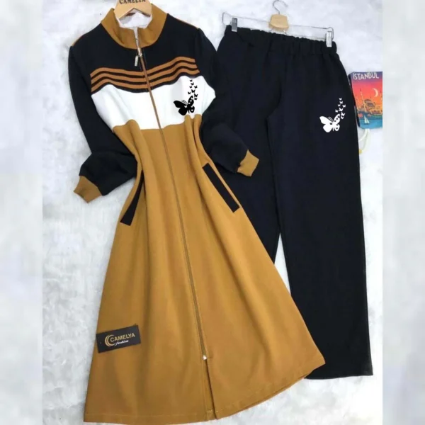 Sale Printed Stripe Style Patch-Work Long Winter Tracksuit. - Image 2