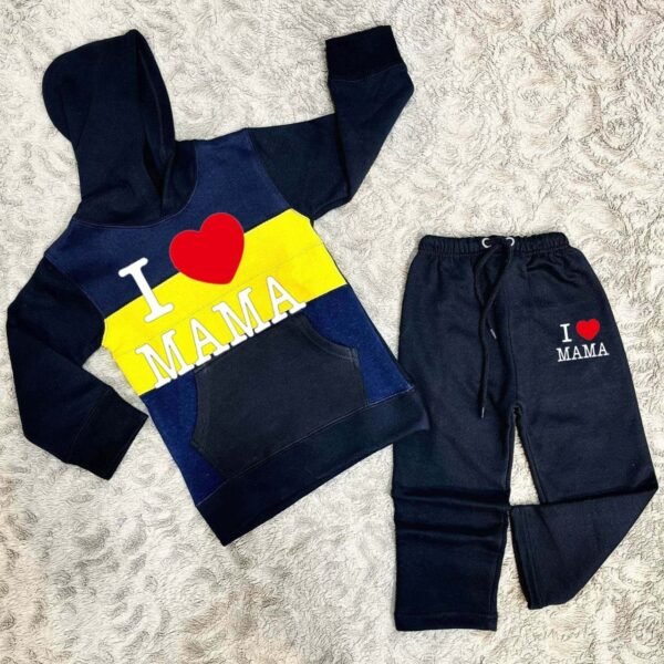 Trendy Shop Kids I Love Mama Pull Over Printed Pull-Over Hoodie Style Track-Suit.