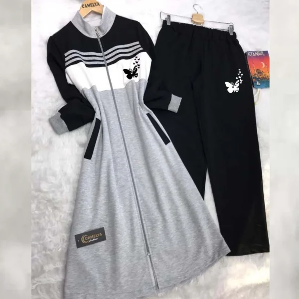 Sale Printed Stripe Style Patch-Work Long Winter Tracksuit. - Image 3