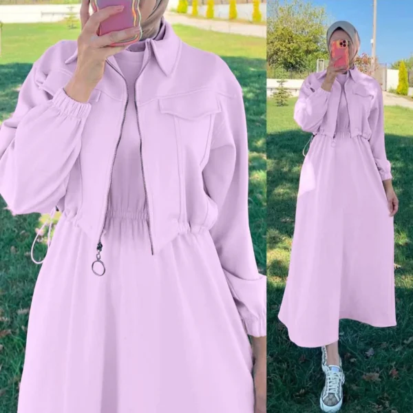 Trendy Drop Shoulder Short Jacket Maxi Style 2-Pcs Winter Co-Ord Set. WWTS-15