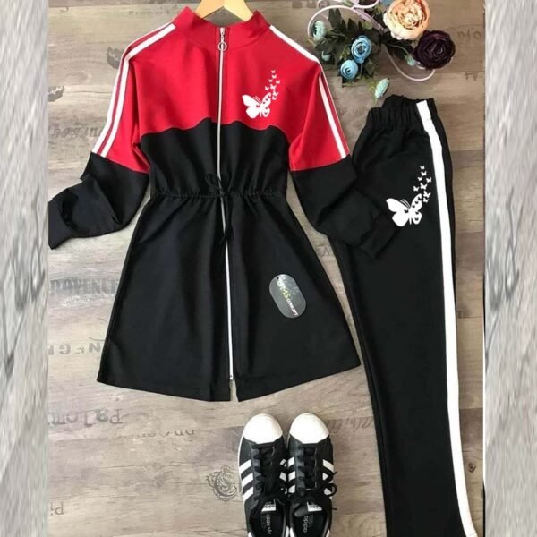 Butter-Fly Printed Dori Style Winter Tracksuit. - Image 4