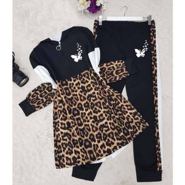 Sale Butterfly Cheetah Style Turkish 2-Pcs Winter Tracksuit. - Image 2