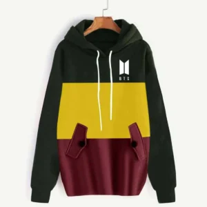 Trendy Patch-Work Flap Style Long Winter Hoodie For Her.