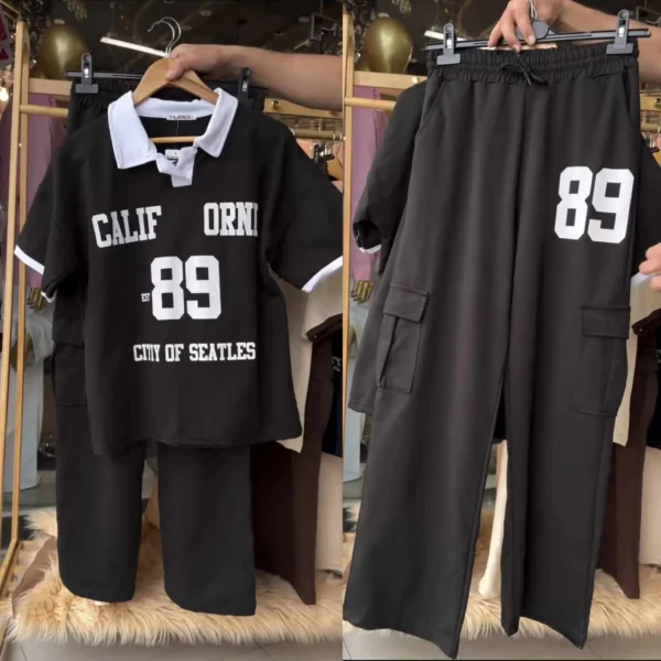 Cali-89 Collar Cargo Style Western 2-Pcs Summer Tracksuit For Her. WSTS-05 - Image 2