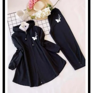 Sale Butterfly Printed Hooded Zipper Style 2-Pcs Winter Tracksuit For Her. MB-01