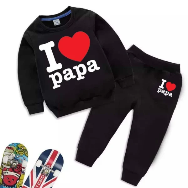 Trendy Shop  Sale I Love PAPA Kids Sweat Style Winter Tracksuit - Image 7