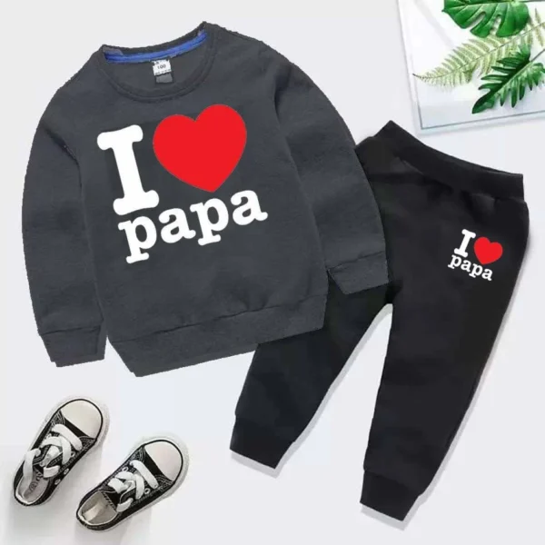 Trendy Shop  Sale I Love PAPA Kids Sweat Style Winter Tracksuit - Image 6