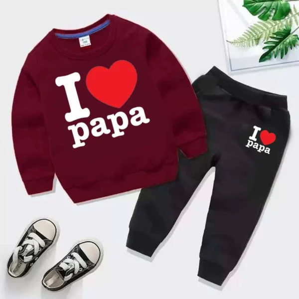 Trendy Shop  Sale I Love PAPA Kids Sweat Style Winter Tracksuit - Image 8