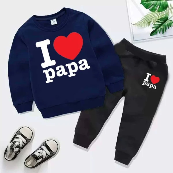 Trendy Shop  Sale I Love PAPA Kids Sweat Style Winter Tracksuit - Image 9