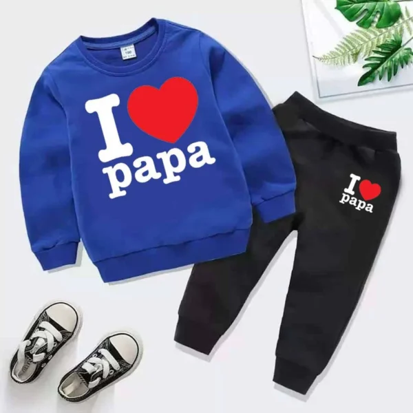 Trendy Shop  Sale I Love PAPA Kids Sweat Style Winter Tracksuit - Image 3