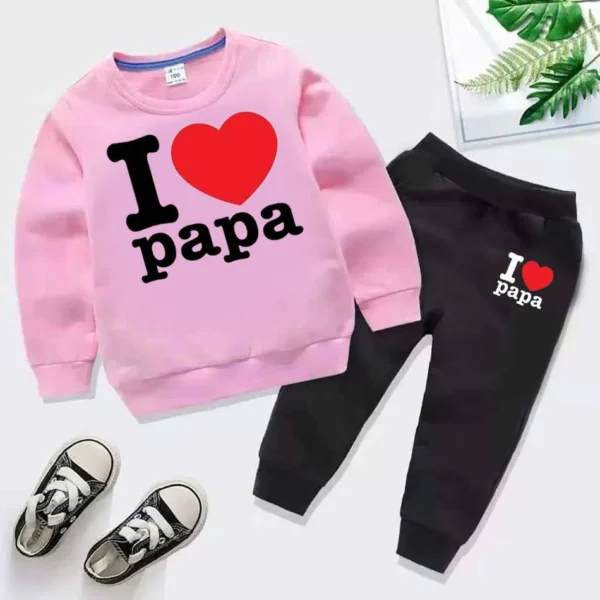 Trendy Shop  Sale I Love PAPA Kids Sweat Style Winter Tracksuit - Image 2