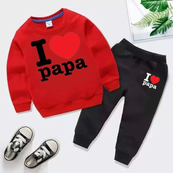 Trendy Shop  Sale I Love PAPA Kids Sweat Style Winter Tracksuit - Image 4