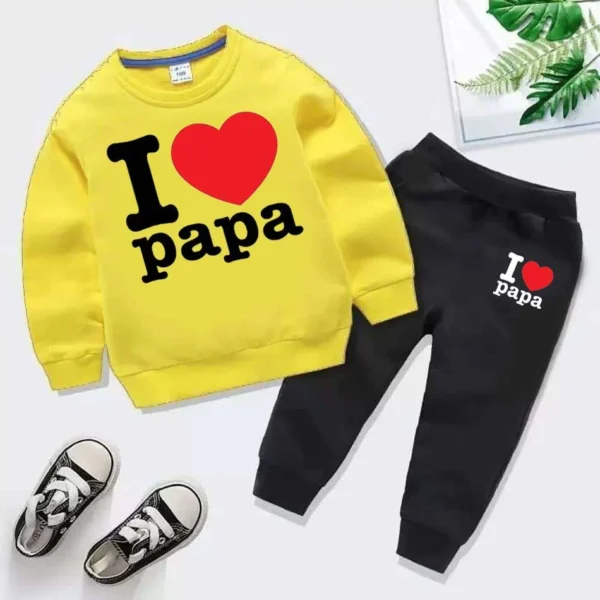 Trendy Shop  Sale I Love PAPA Kids Sweat Style Winter Tracksuit - Image 5