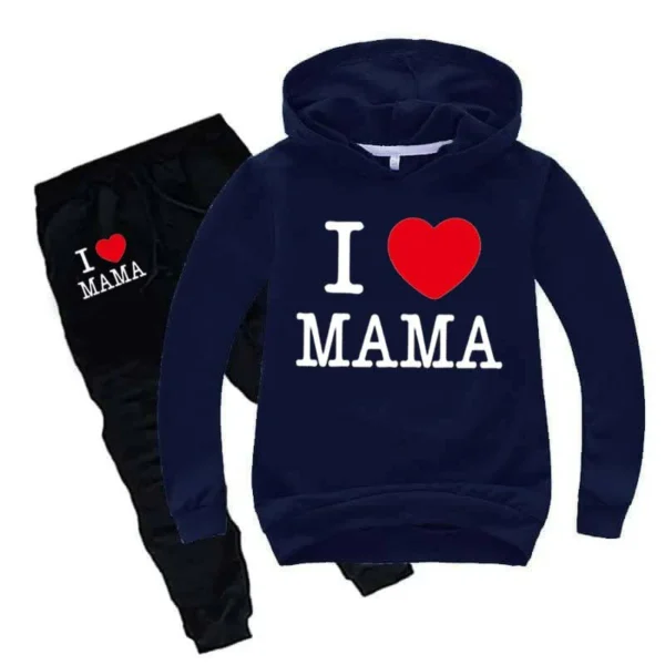 Trendy Shop I Love MAMA Kids Hoodie Style Winter Tracksuit