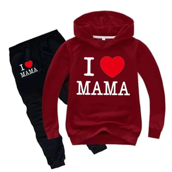 Trendy Shop I Love MAMA Kids Hoodie Style Winter Tracksuit - Image 8